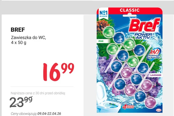 Zawieszka do WC Power Aktiv Pine, Lavender 4-pak promocja w Rossmann