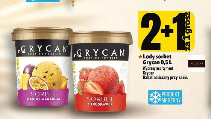 Lody sorbet Grycan z truskawek promocja w TOPAZ
