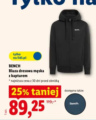 Bluza dresowa męska z kapturem Bench promocja w Lidl