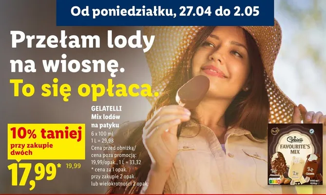Lody Mix na patyku Gelatelli Favourite's Mix promocja w Lidl