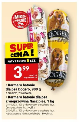 Karma w batonie dla psa Nasz Pies z wieprzowiną promocja w Twój Market