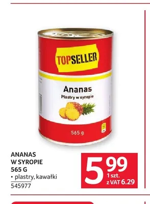 Ananas w puszce w syropie kawałki Topseller promocja w Selgros