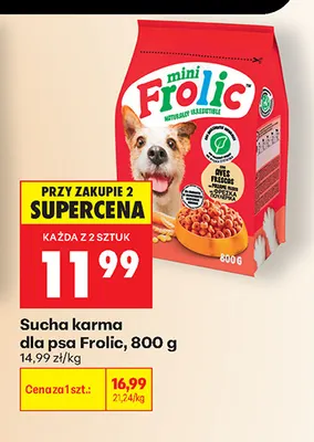Sucha karma dla psa Frolic promocja w Biedronka