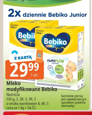 Mleko modyfikowane Bebiko Junior promocja w Leclerc