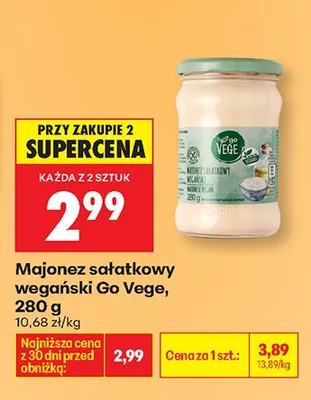 Majonez sałatkowy wegański Go Vege promocja w Biedronka
