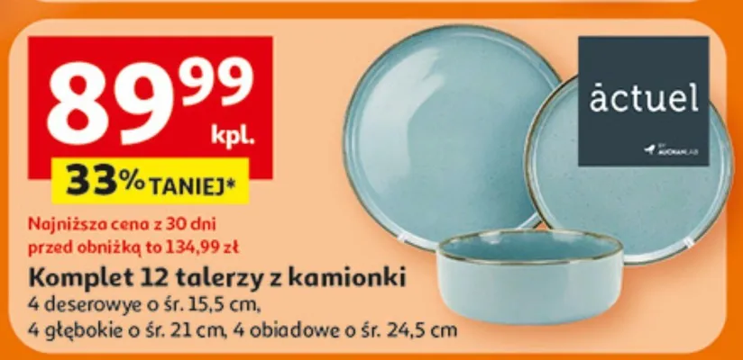 Komplet 12 talerzy z kamionki promocja w Auchan