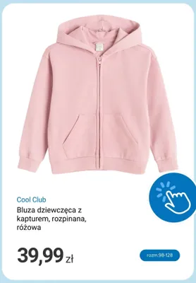 Bluza dziewczęca z kapturem rozpinana różowa Cool Club promocja w Smyk