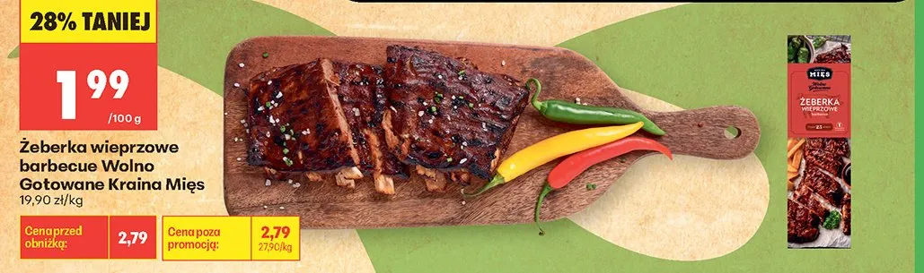 Żeberka wieprzowe barbecue Wolno Gotowane Kraina Mięs promocja w Biedronka