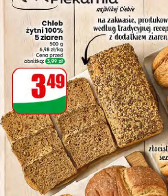 Chleb żytni 100% 5 ziaren promocja w Dino