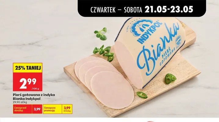 Pierś gotowana z indyka Bianka Indykpol promocja w Biedronka