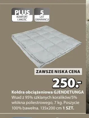 Kołdra obciążeniowa GJENDETUNGA 135x200cm promocja w Jysk