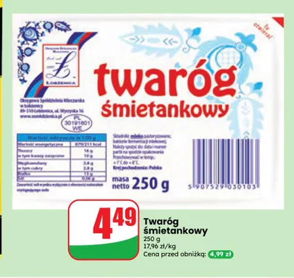 Twaróg śmietankowy Łobżenica promocja w Dino