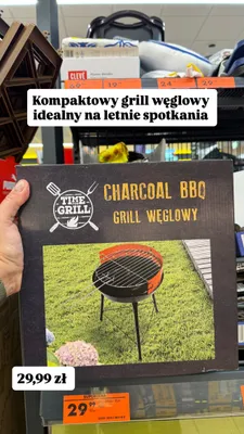Grill węglowy okrągły 26cm ruszt Time For Grill promocja w Biedronka