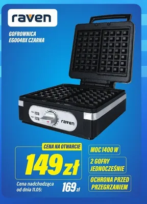 Gofrownica Raven EG004BX czarna promocja w RTV EURO AGD