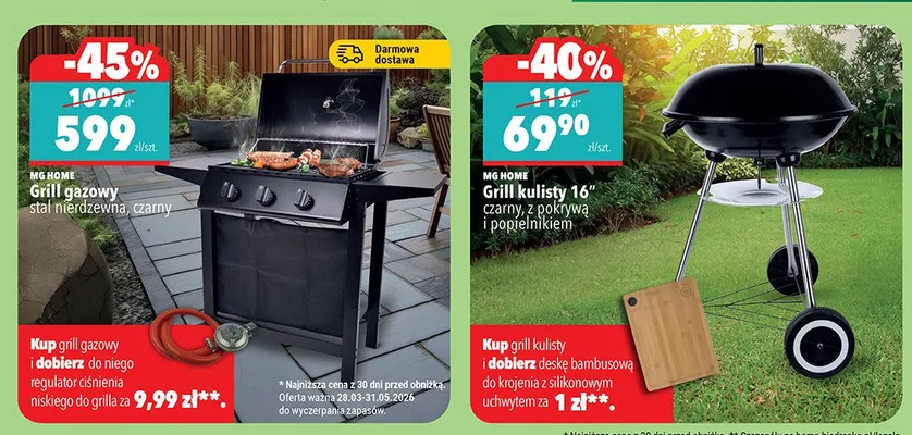 Grill kulisty 16" czarny, z pokrywą i popielnikiem promocja w Biedronka