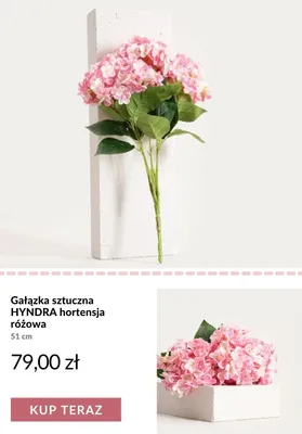 Gałązka sztuczna HYNDRA hortensja różowa 51 cm promocja w Homla