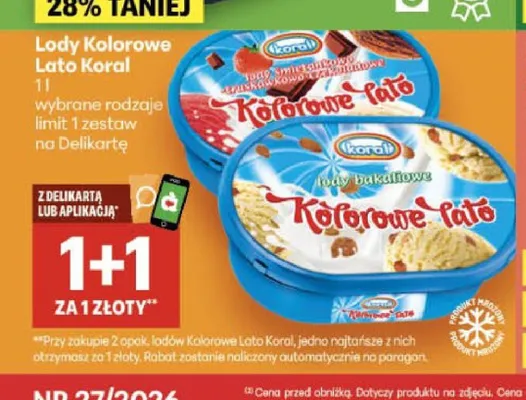 Lody bakaliowe Koral Kolorowe Lato promocja w Delikatesy Centrum