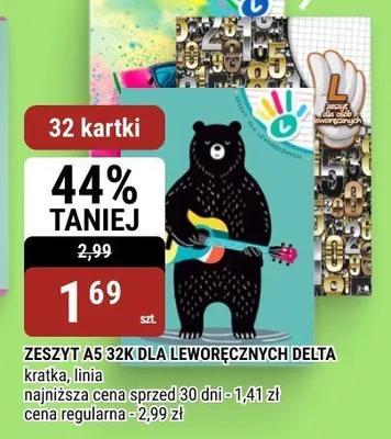 Zeszyt A5 32K dla leworęcznych Delta linia promocja w bi1