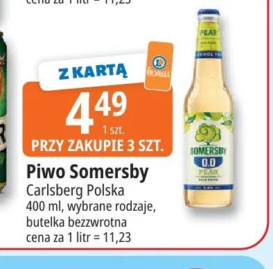 Piwo bezalkoholowe Somersby Pear promocja w Leclerc