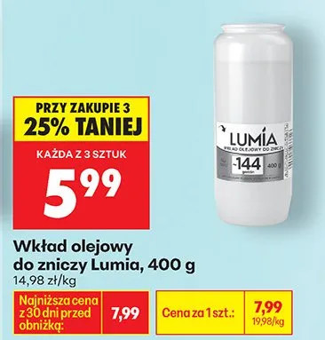 Wkład olejowy do zniczy promocja w Biedronka