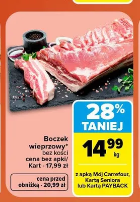 Boczek wieprzowy bez kości promocja w Carrefour Market