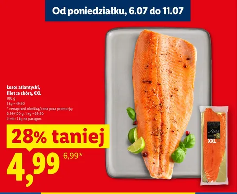 Łosoś atlantycki filet ze skórą XXL promocja w Lidl