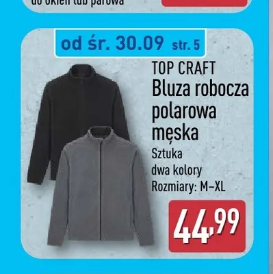 Bluza robocza polarowa męska Top Craft promocja w Aldi