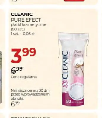 Płatki kosmetyczne Pure Efect Cleanic promocja w Drogerie Jawa