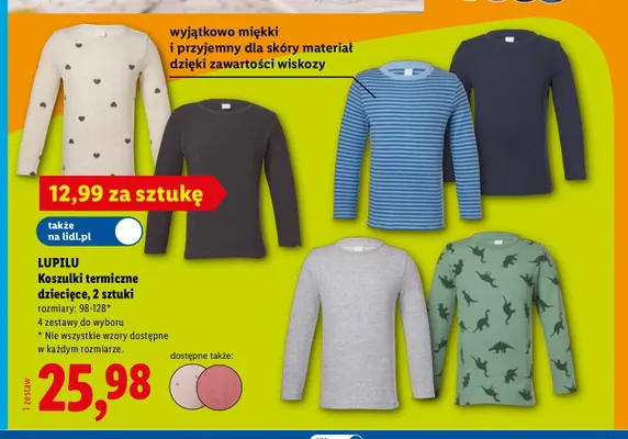 Koszulki termiczne dziecięce 2-pak Lupilu promocja w Lidl