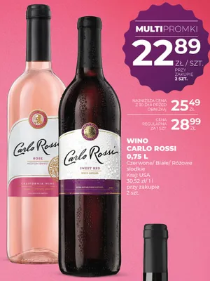 Wino Carlo Rossi sweet red czerwone/białe/różowe słodkie promocja w Duży Ben