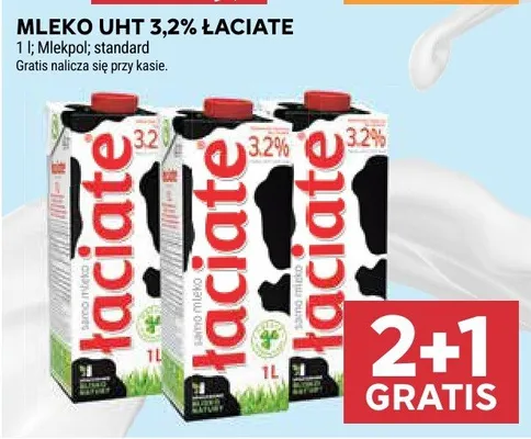 Mleko uht 3,2% łaciate promocja w Stokrotka