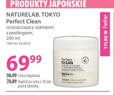 Szampon do włosów NatureLab. Tokyo Perfect Clean oczyszczający z peelingiem promocja w Hebe