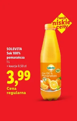 Sok 100% pomarańcza Solevita promocja w Lidl