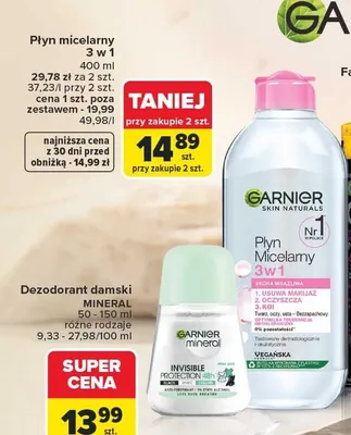 Płyn micelarny 3 w 1 Garnier Skin Naturals promocja w Carrefour Market
