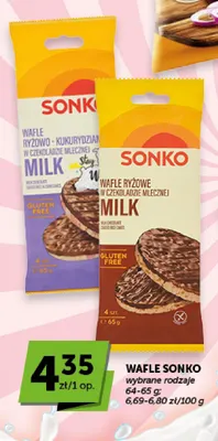 Wafle ryżowo-kukurydziane w czekoladzie mlecznej Milk Sonko promocja w ABC