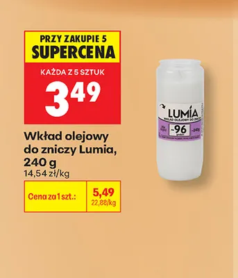 Wkład olejowy do zniczy Lumia promocja w Biedronka