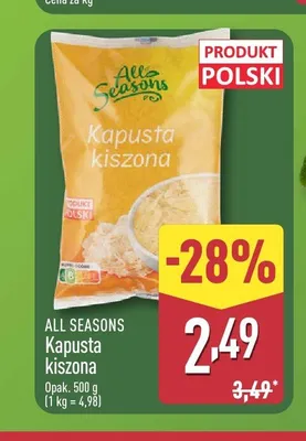Kapusta kiszona All Seasons polska promocja w Aldi