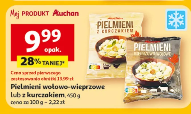 Pielemieni wołowo-wieprzowe lub z kurczakiem promocja w Auchan