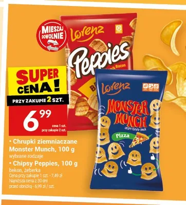 Chrupki ziemniaczane Monster Munch Pizza Lorenz promocja w Twój Market