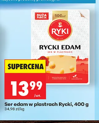 Ser edam w plastrach Rycki promocja w Biedronka