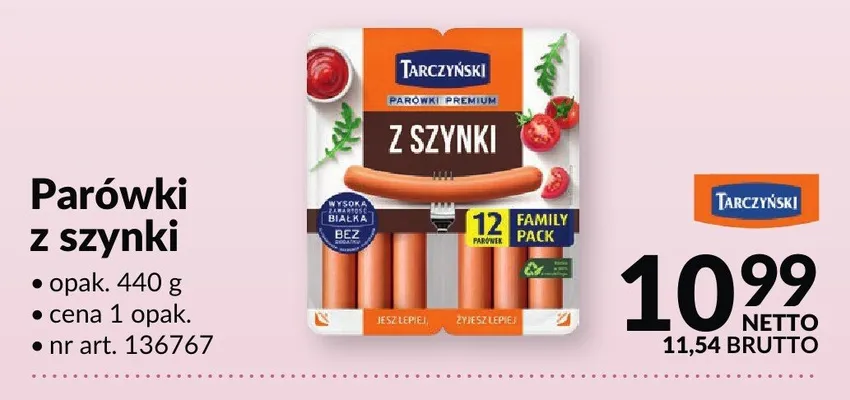 Parówki z szynki 12 sztuk 440g promocja w Makro