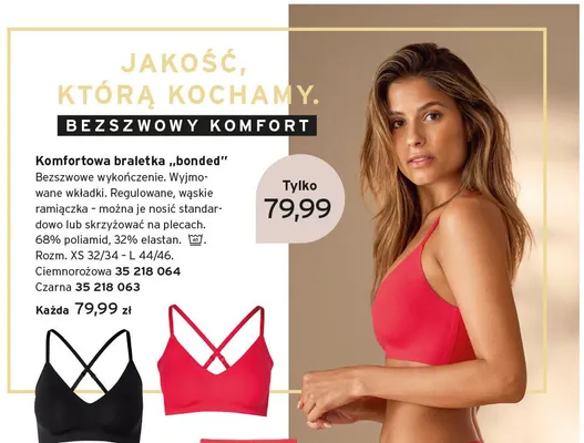 Braletka bezszwowa Komfortowa bonded czarna Tchibo promocja w Tchibo