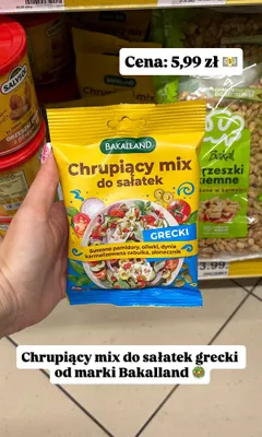 Chrupiący mix do sałatek Bakalland grecki promocja w Dino
