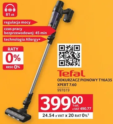 ODKURZACZ PIONOWY TY6A35 XPERT 7.60 Tefal 997619 promocja w Selgros