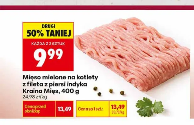 Mięso mielone na kotlety z fileta z piersi indyka Kraina Mięs promocja w Biedronka