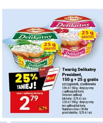 Twaróg Delikatny ze szczypiorkiem President promocja w Twój Market