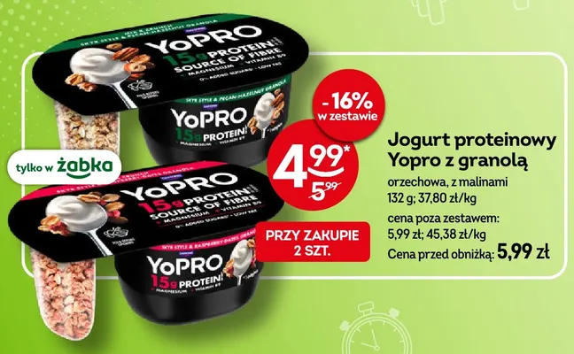 Jogurt proteinowy Yopro z granolą z malinami promocja w Żabka