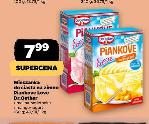 Mieszanka do ciasta na zimno Piankove Love mango-jogurt Dr. Oetker promocja w Netto