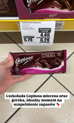 Czekolada klasyczna gorzka Goplana promocja w Dino