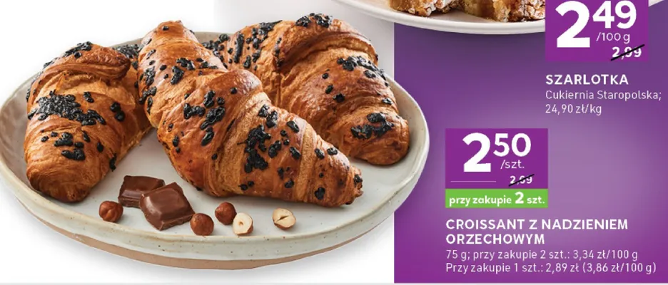 Croissant z nadzieniem orzechowym promocja w Stokrotka